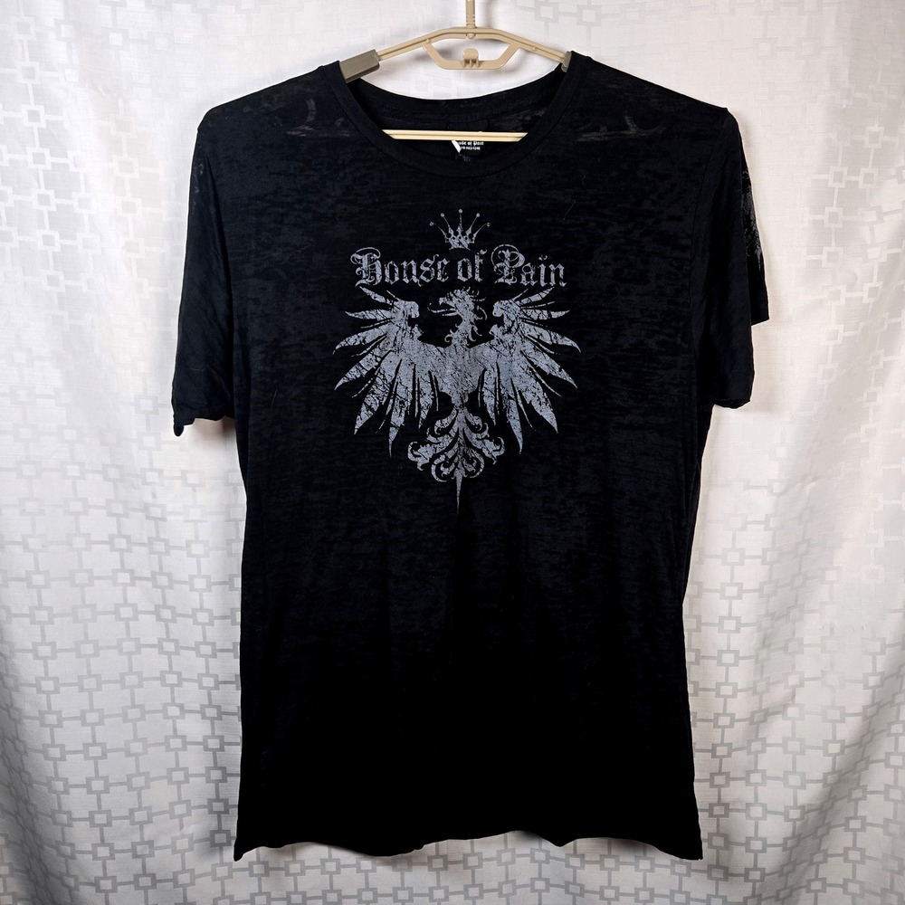Vintage House of Pain Men 2XL Black Burnout Graphic T-Shirt Distressed Eagle USA
